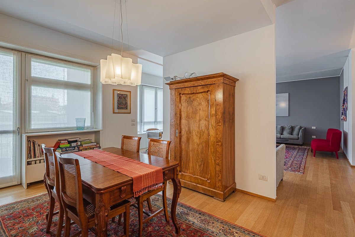 The dining area furnished with period pieces
