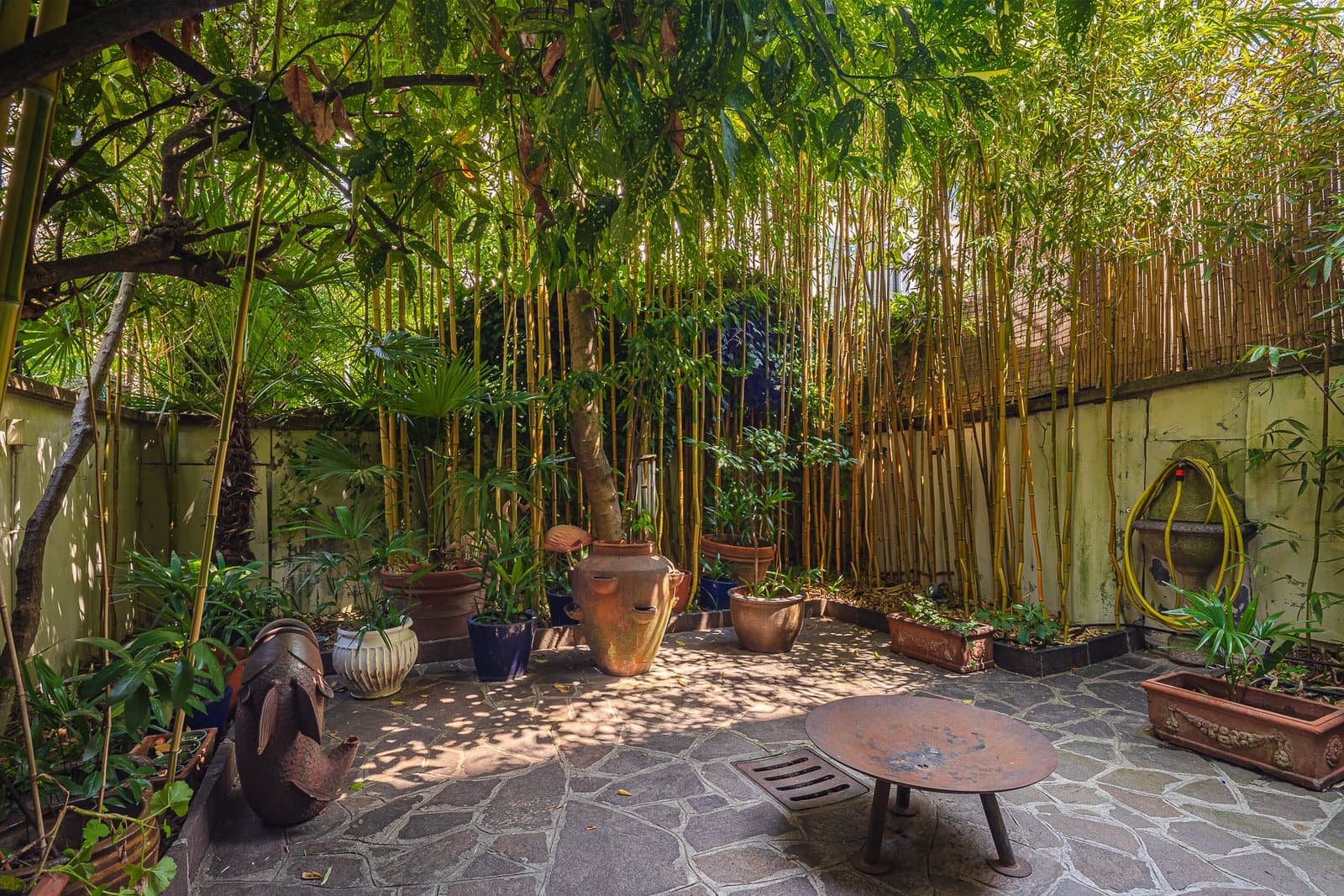 The townhouse's private garden courtyard